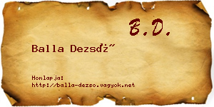 Balla Dezső névjegykártya